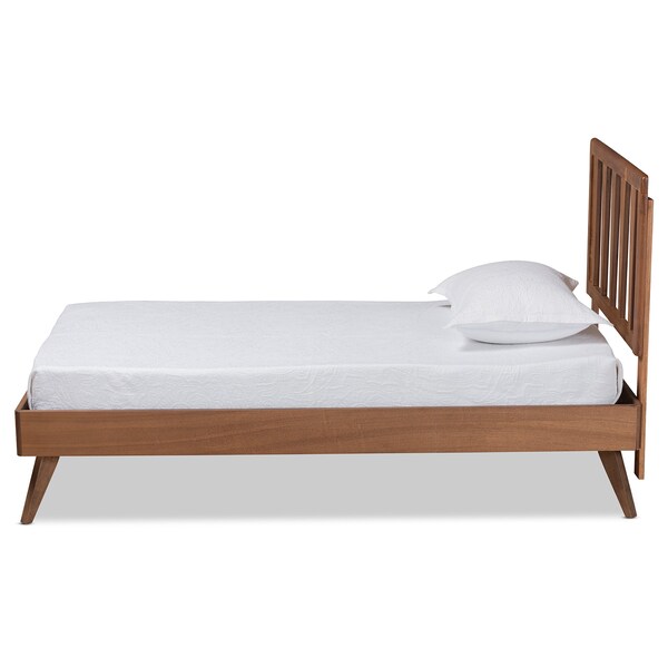 Baxton Studio Michi Modern and Contemporary Ash Walnut Finished Wood Twin Size Bed - 186-11100-11159-ZORO