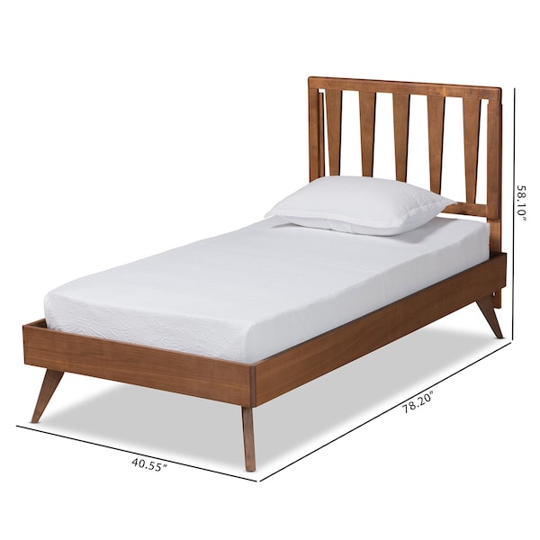 Baxton Studio Michi Modern and Contemporary Ash Walnut Finished Wood Twin Size Bed - 186-11100-11159-ZORO