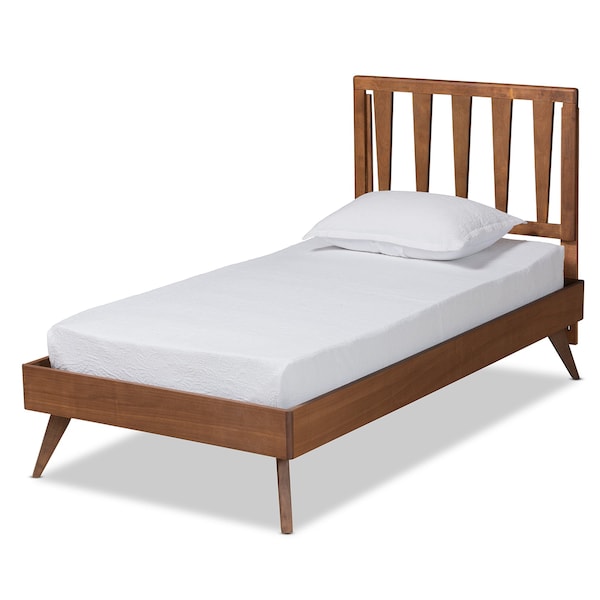 Baxton Studio Michi Modern and Contemporary Ash Walnut Finished Wood Twin Size Bed - 186-11100-11159-ZORO