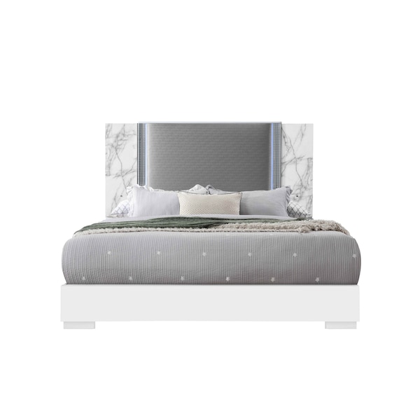 Global Furniture Usa Modern  Marble Ylime White Marble King Bed With Led - 3852