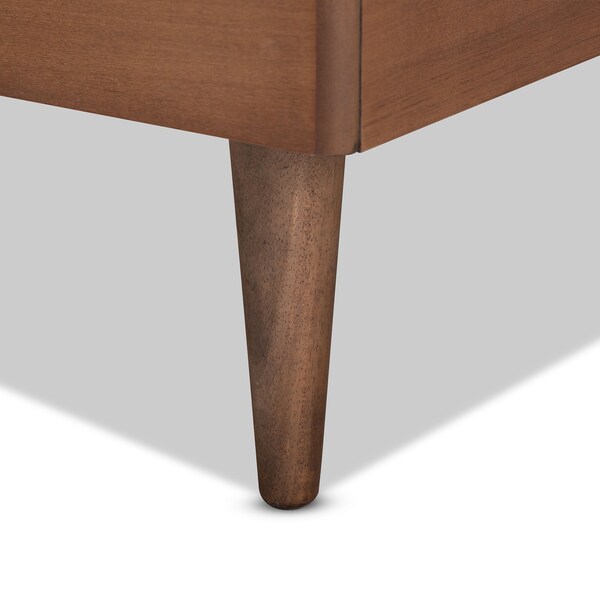 Baxton Studio Tasha Mid-Century Dark Grey Fabric Upholstered and Walnut brown Finished Wood Platform Bed-Twin - 192-11542-11158-ZORO