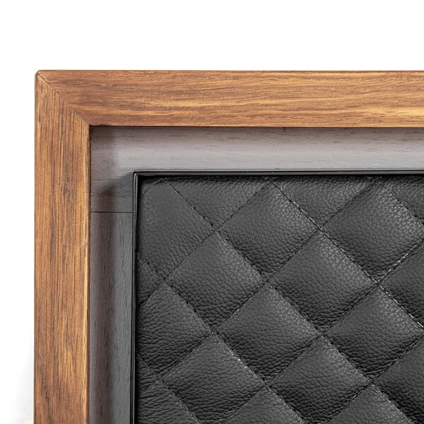 Armen Living Coco Rustic Oak Wood Upholstered Faux Leather King Platform Bed - LCCOBDBALKG