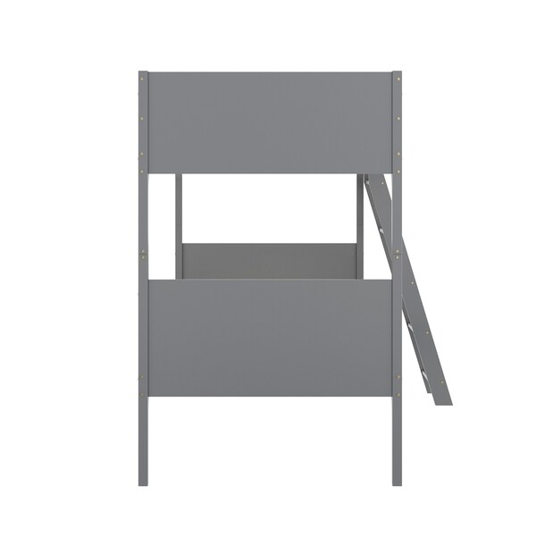 Flash Furniture Dallas Bunk Bed Twin Over Twin, Convertible Slatted Solid Wood Bunk Bed Frame w/Ladder, Gray - MG-0900-31-TTB-GY-GG