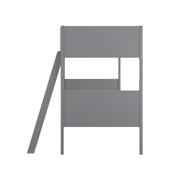 Flash Furniture Dallas Bunk Bed Twin Over Twin, Convertible Slatted Solid Wood Bunk Bed Frame w/Ladder, Gray - MG-0900-31-TTB-GY-GG