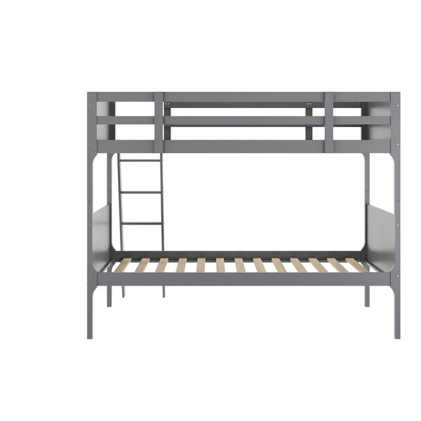 Flash Furniture Dallas Bunk Bed Twin Over Twin, Convertible Slatted Solid Wood Bunk Bed Frame w/Ladder, Gray - MG-0900-31-TTB-GY-GG