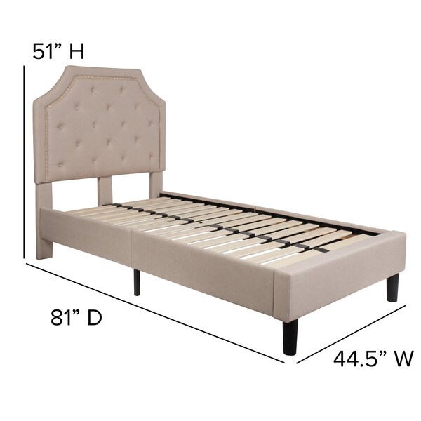 Flash Furniture Brighton Twin Platform Bed, Beige - SL-BK4-T-B-GG