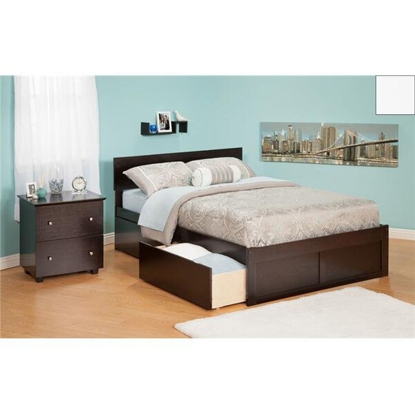 Atlantic Furniture Atlantic Furniture AR8122112 Orlando Twin Bed with Flat Panel Foot Board and Urban Bed Drawers in a White Finish - AR8122112