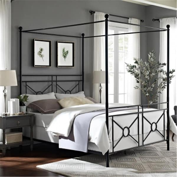 Crosley 83.5 x 61.75 x 84.25 in. Montgomery Canopy Bed, Queen Size - Black - KF715002BK