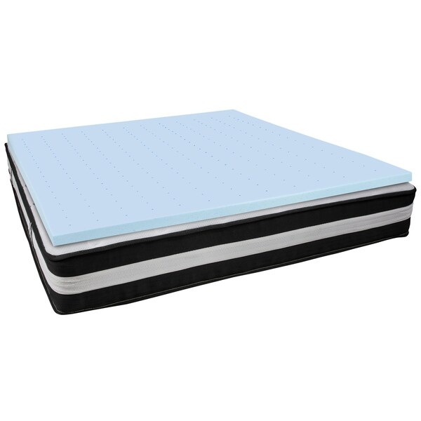 Flash Furniture 12" King Mattress & Memory Foam Topper Bundle - CL-E230P-2M35-K-GG