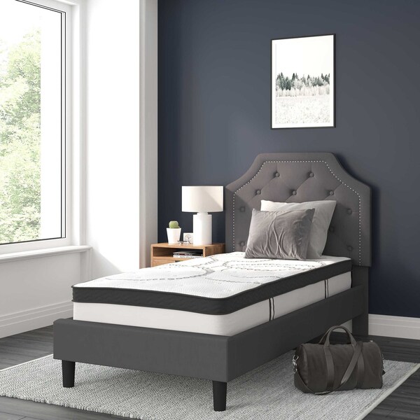 Flash Furniture Twin Size Dk Gray Fabric Platform Bed w/ Mattress - SL-BM10-13-GG
