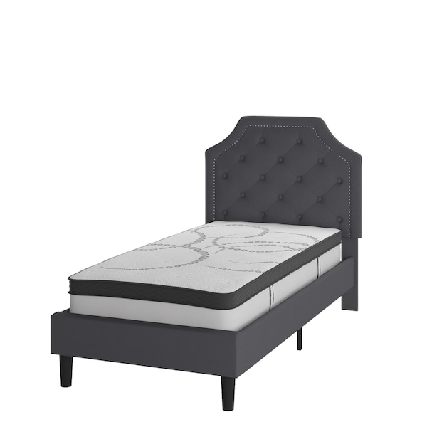 Flash Furniture Twin Size Dk Gray Fabric Platform Bed w/ Mattress - SL-BM10-13-GG