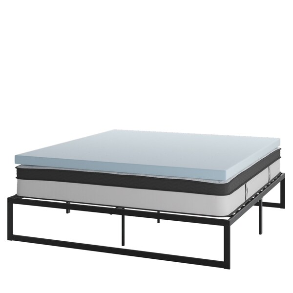 Flash Furniture 12" King Mattress, 14" Bed frame & 2" Topper Set - XU-BD10-12PSM3M35-K-GG