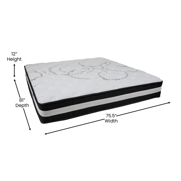 Flash Furniture 12" King Mattress, 14" Bed frame & 2" Topper Set - XU-BD10-12PSM3M35-K-GG