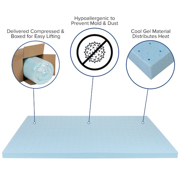 Flash Furniture 12" King Mattress, 14" Bed frame & 2" Topper Set - XU-BD10-12PSM3M35-K-GG