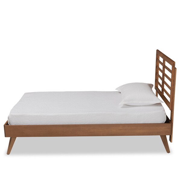 Baxton Studio Eris Mid-Century Modern Walnut Brown Finished Wood Twin Size Platform Bed - 188-11161-11159-ZORO