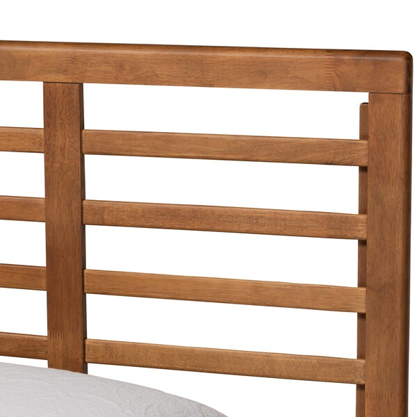 Baxton Studio Eris Mid-Century Modern Walnut Brown Finished Wood Twin Size Platform Bed - 188-11161-11159-ZORO