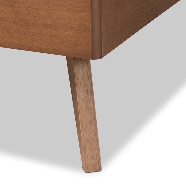 Baxton Studio Eris Mid-Century Modern Walnut Brown Finished Wood Twin Size Platform Bed - 188-11161-11159-ZORO
