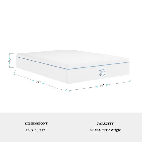 Martha Stewart SleepComplete 12 Inch Full Medium Firm Hybrid Pocket Spring and Foam Dual-Action Cooling Mattress - CL-MODE1-12F-MS