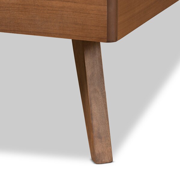 Baxton Studio Jiro Mid-Century Modern Walnut Brown Finished Wood Twin Size Platform Bed - 186-11160-11159-ZORO