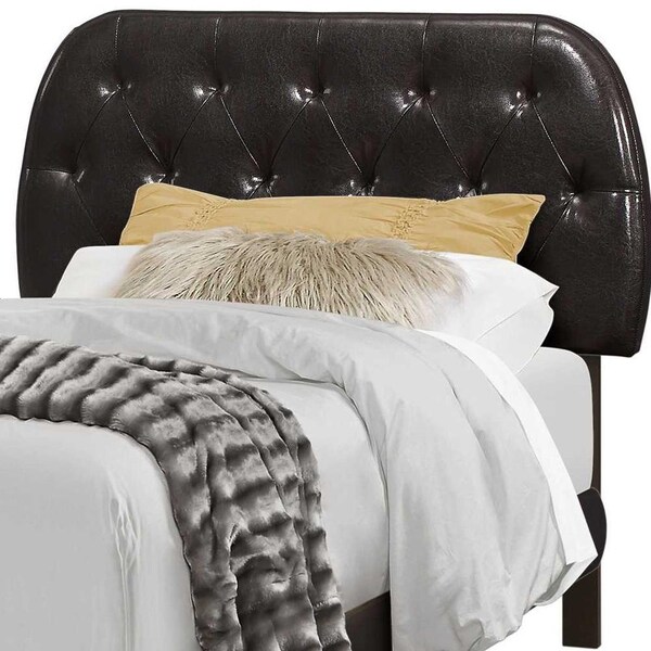 Homeroots 45.25 in. Brown Solid WoodMDFFoam & Linen Twin Sized Bed with Wood Legs - 333328