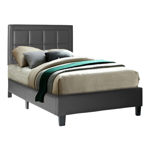 Better Home 48 x 41 x 80 in. Elegant Faux Leather Upholstered Panel Twin Size Bed, Black - ELGNT-33-BLK
