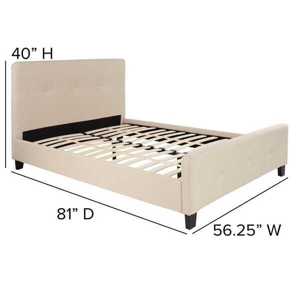 Flash Furniture Full Size Beige Fabric Platform Bed & Mattress - HG-BM10-18-GG