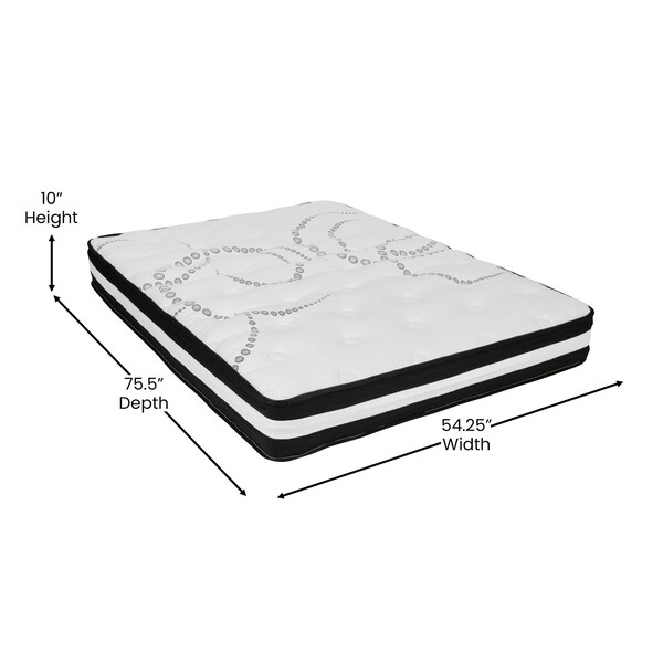 Flash Furniture Full Size Beige Fabric Platform Bed & Mattress - HG-BM10-18-GG
