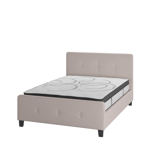 Flash Furniture Full Size Beige Fabric Platform Bed & Mattress - HG-BM10-18-GG