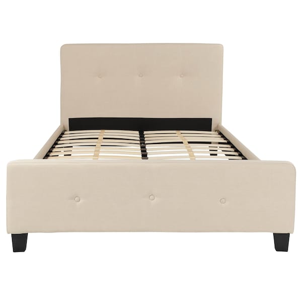 Flash Furniture Full Size Beige Fabric Platform Bed & Mattress - HG-BM10-18-GG