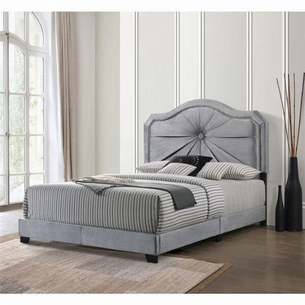 Acme Furniture Industry Inc ACME Furniture 26410Q 86 x 64 x 56 in. Frankie Bed; Gray Velvet - Queen Size - 26410Q