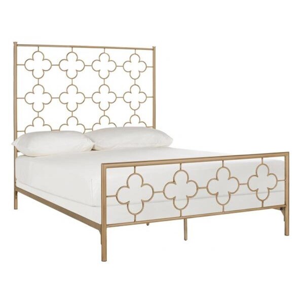 Safavieh 59.25 x 54 x 83 in. Morris Lattice Metal Bed, Antique Gold - Full Size - FOX6297A-F