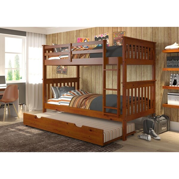 Convenience Concepts PD-120-3E-TT-503 Mission Twin Over Twin Bunk Bed with Twin Trundle - Light Espresso - HI3731812