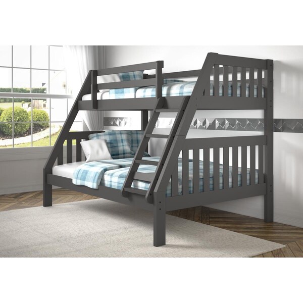Convenience Concepts PD-1018-3DG-TF Twin Over Full Mission Bunk Bed, Dark Grey - HI2480865