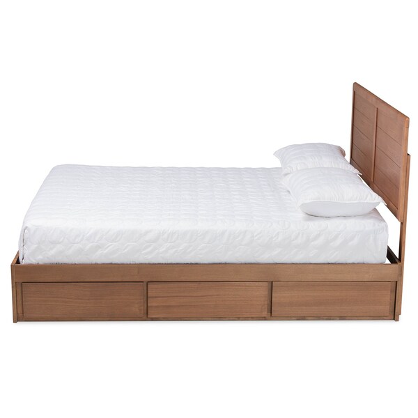 Baxton Studio Lisa Modern Ash Walnut Brown Finished Wood Full Size 3-Drawer Storage Bed - 175-9425-9620-ZORO