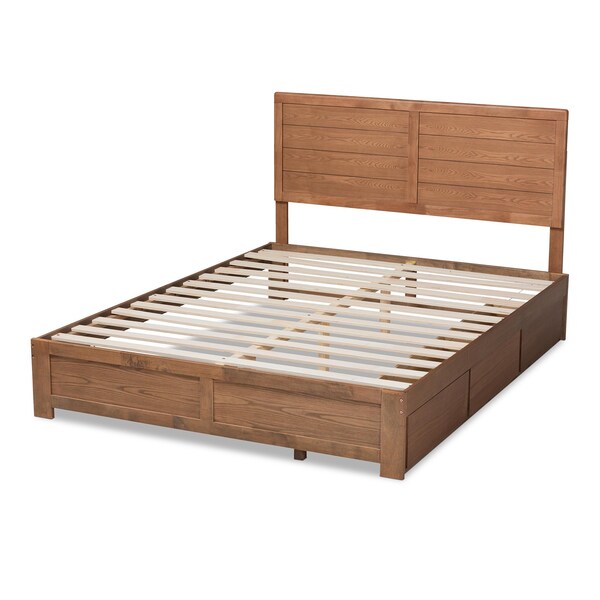 Baxton Studio Lisa Modern Ash Walnut Brown Finished Wood Full Size 3-Drawer Storage Bed - 175-9425-9620-ZORO