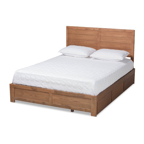 Baxton Studio Lisa Modern Ash Walnut Brown Finished Wood Full Size 3-Drawer Storage Bed - 175-9425-9620-ZORO