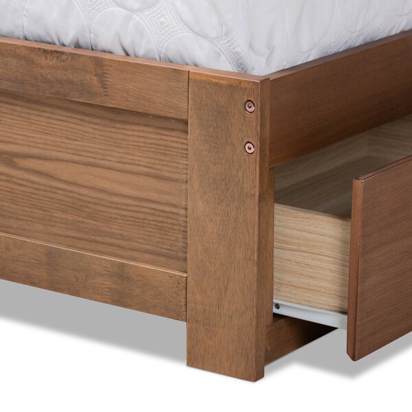Baxton Studio Lisa Modern Ash Walnut Brown Finished Wood Full Size 3-Drawer Storage Bed - 175-9425-9620-ZORO