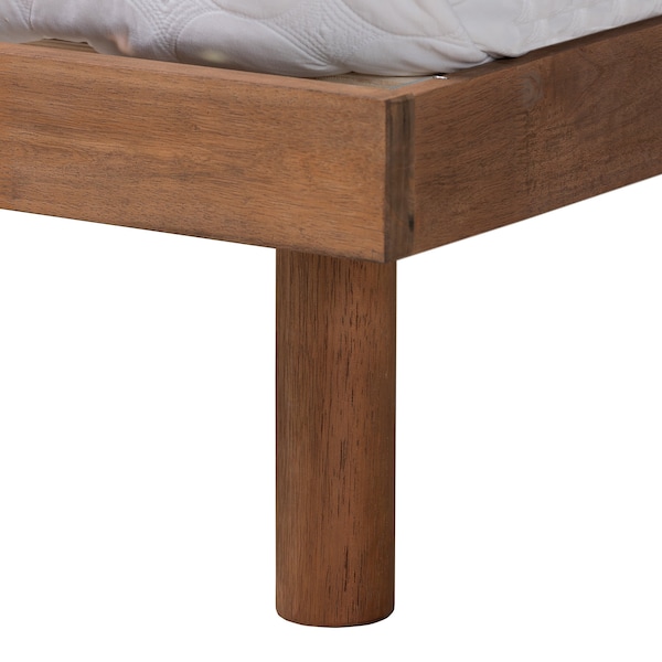 Baxton Studio Harper MidCentury  Walnut Brown Finished Wood Full Size Platform Bed with Charging Station - 218-11885-ZORO
