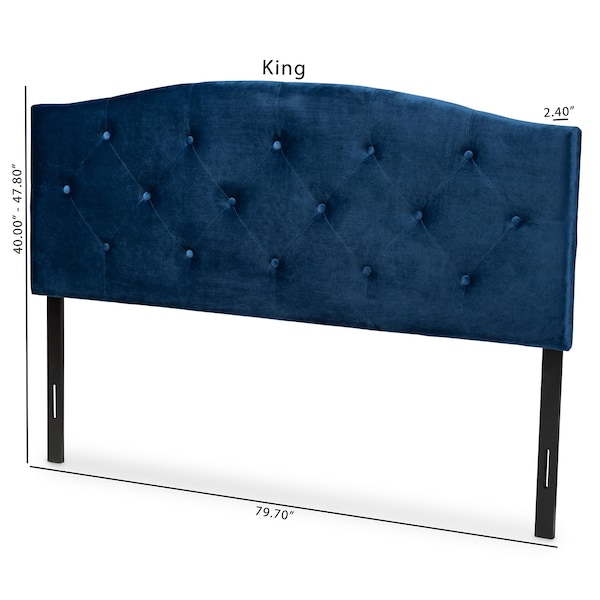 Baxton Studio Leone ModernNavy Blue Velvet Upholstered Headboard-Full - 198-12419-ZORO