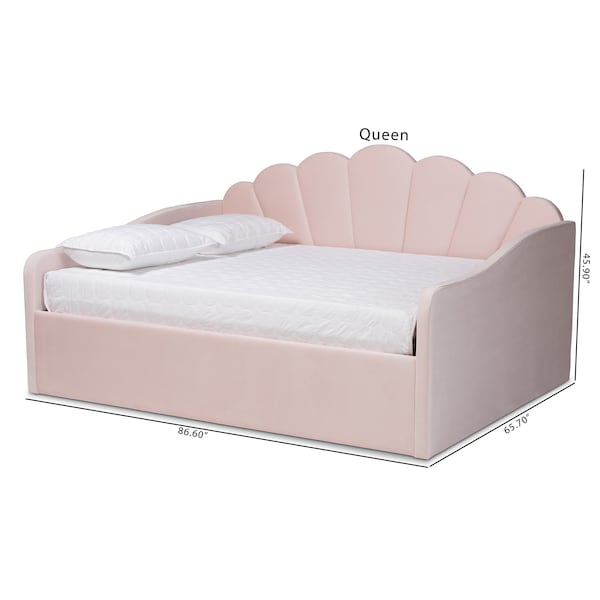 Baxton Studio Timila Modern and Contemporary Light Pink Velvet Fabric Upholstered Full Size Daybed - 213-11551-ZORO