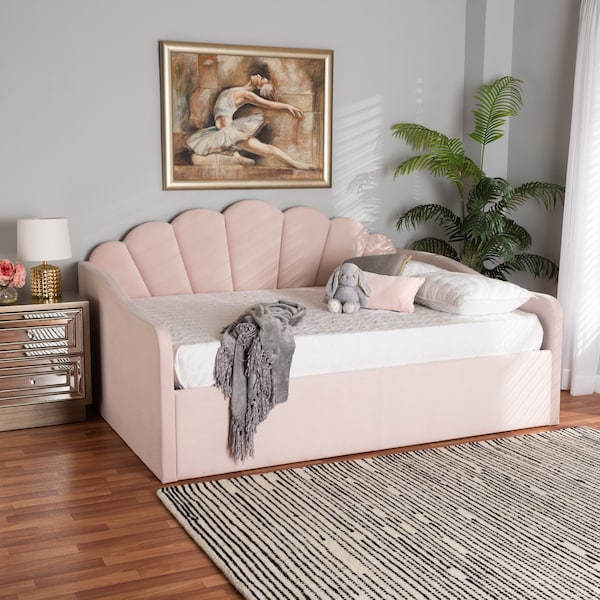 Baxton Studio Timila Modern and Contemporary Light Pink Velvet Fabric Upholstered Full Size Daybed - 213-11551-ZORO