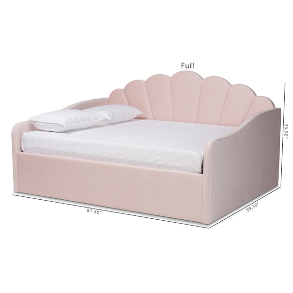 Baxton Studio Timila Modern and Contemporary Light Pink Velvet Fabric Upholstered Full Size Daybed - 213-11551-ZORO
