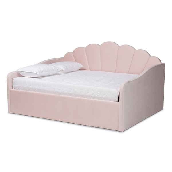 Baxton Studio Timila Modern and Contemporary Light Pink Velvet Fabric Upholstered Full Size Daybed - 213-11551-ZORO