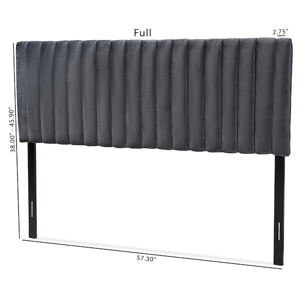 Baxton Studio Emile ModernGrey Velvet Upholstered and Dark Brown Finished Wood Headboard-Queen - 200-12405-ZORO