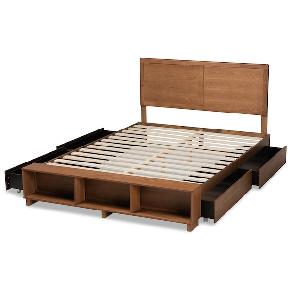 Baxton Studio Tamsin Wood Full Size 4-Drawer Platform Bed with Built-In Shelves - 173-9419-10668
