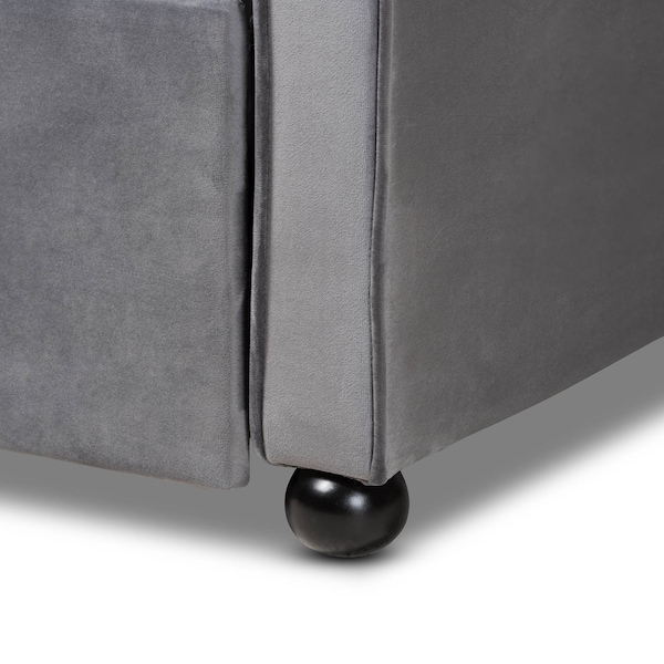 Baxton Studio Freda Grey Velvet and Button Tufted Full Size Daybed with Trundle - 164-10409