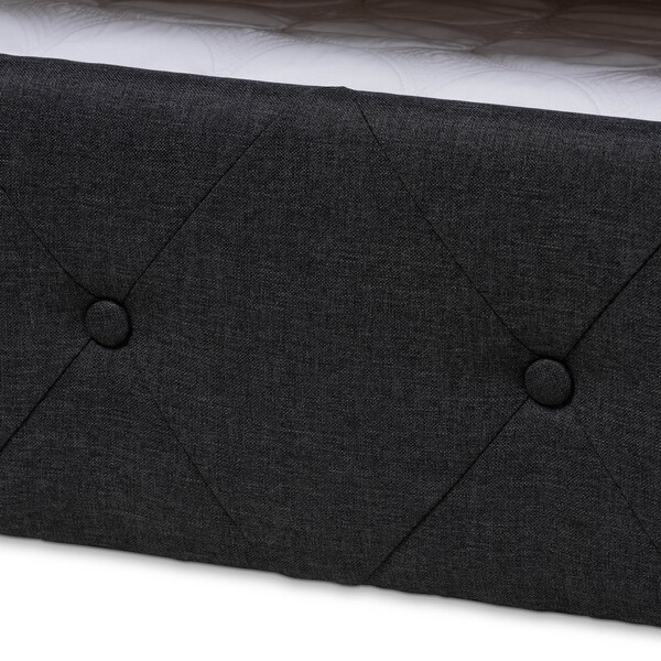 Baxton Studio Alena Dark Grey Upholstered Full Size Daybed with Trundle - 147-8724