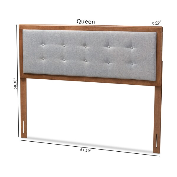 Baxton Studio Sarine Light Grey Walnut Finished Wood Queen Size Headboard - 156-9435