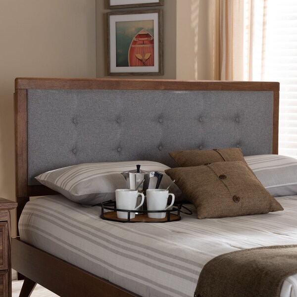 Baxton Studio Sarine Light Grey Walnut Finished Wood Queen Size Headboard - 156-9435