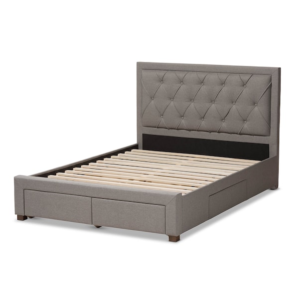 Baxton Studio Aurelie Modern Light Grey Upholstered King Size Storage Bed - 145-8129